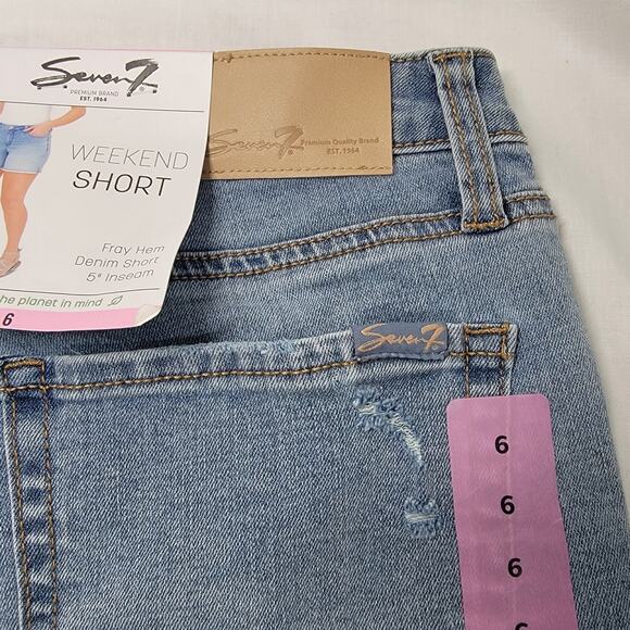 Seven Weekend Short Womens SZ 6 Midrise Light Wash 5 in Inseam NWT - Picture 8 of 10